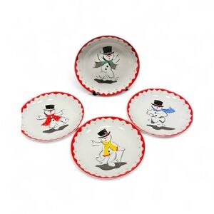 Boston Warehouse Snowman Plates Vintage 2002 serve holiday cookies and treats